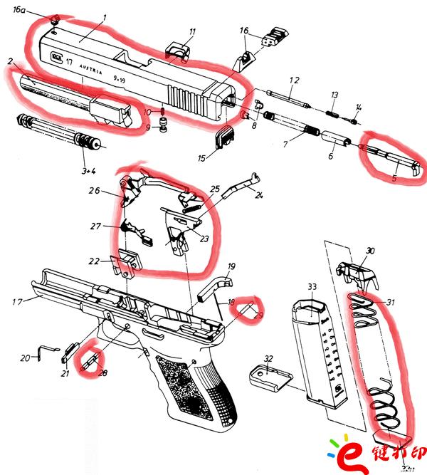 3d打印槍支拆解模型圖